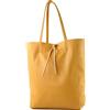 modamoda de - T163 - Ital - Borsa shopper grande con tasca interna in pelle, giallo senape, Large