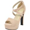 LarDorLin Plateau High Sandali Donna Brillantini Sposa Sandals con Cinturino Alla Caviglia Bride Eleganti Block Peep Toe Sandali Festa Beige Numero 38 EU (39 CN)