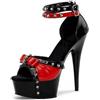 FhiHUEpr Sandali da Donna con Tacco Alto - Scarpe da Festa con Cinturino alla Caviglia con Borchie Bicolore a Stiletto da 15 cm, per spettacoli teatrali, Comfort per Tutto Il Giorno,Nero,44 EU