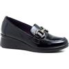 PITILLOS - Scarpa mocassino in pelle,Ornata con line,senza lacci,Suola in gomma,Lucentezza,zeppa, per: Donna