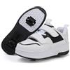 Rolltongoz Scarpe Ragazza da Ragazzo con Ruote, 2 in 1 per Bambini, con rotelle, per Skateboard, Sneakers