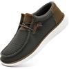 ZDFQLGV Mocassini da uomo slip on low-top flat walking sneakers guida escursionismo outdoor mesh traspirante casual confortevole moda morbido leggero, Marrone Grigio Scuro, 39 1/3 EU