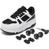Hixingo Scarpe con Rotelle per Ragazzi Ragazze, Bambino 2 in 1 Scarpe da Skateboard Sneakers Sportive con Ruote Maglia Traspirante Scarpe Ginnastica Pattini a Rotelle Nero, Viola