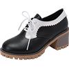 CUTEHEELS Scarpe stringate Oxford da donna con cappuccio rotondo e tacco medio Chunky