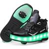 HUSKSWARE Scarpe da Ginnastica per Bambini, Scarpe da Skateboard a Due Ruote, Luce a Cambio Colore Regolabile, Ricarica USB, Universale per Ragazzi e Ragazze,Nero 34 EU.
