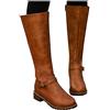 PAIDAXING Stivale Senza Tacco Cuoio Rotondo Heel Toe Vintage Caldo Tenere Boots Donne Boots Zipper Scarpe da Donna Stivali Stivaletti Invernali Pelo
