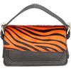 Gave Lux Pochette Donna in Vera Pelle Italiana con Tracolla Rimovibile Motivo Zebra Arancione Elegante