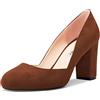 Castamere Donna Chunky Blocco Alto High Tacco Heel Rotonda Punta Pumps Slip-on Ufficio Feste Dress 8.5 CM Heels Scarpe Marrone 38 EU