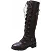 FQLGJMY Stivali da ginocchio con piattaforma a cuneo alto con tacco piattaforma grosso Lace Up & Zipper Punk Goth Stivali da combattimento di vitello medio Stivali da moto con fibbie in metallo