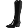 Lroey Reoly Stivali da Donna a Metà Polpaccio con Tacco Largo, Stivali da Vestito Appuntito Tacco Alto Stivali Alti Zip Stivali da Cowgirl, E8793Pf Nero/Dl Numero 36 EU