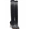 LNJZMDSS Stivali A Calzino alla Coscia, Slip-On A Punta con Tacco Alto sopra Il Ginocchio da Donna, Calze A Rete Elasticizzate Stivali Alti alla Coscia, Stivaletti Sexy Scintillanti