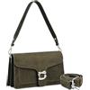Travistar Borsa a mano da donna, piccola borsa a tracolla da donna, in pelle PU, borsa a tracolla da sera, con 2 cinghie larghe rimovibili, scomparti per carte di credito, Camoscio verde