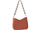 Qurlon Borsa a tracolla da donna in paglia intrecciata a mano, borsa da spiaggia per vacanze al mare, borsa da viaggio ecologica ed elegante, Rosso