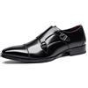 Kanggrei Scarpe da Uomo con Doppia Fibbia Monk Strap Monk in Pelle con Punta Liscia Scarpe Eleganti da Uomo in Pelle Oxford Formali da Lavoro Casual(Color:Nero,Size:42 EU)