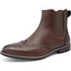Finishing & Sewing Stivali Chelsea da uomo, Brogue Wingtip, in pelle marrone, con inserto elastico, marrone scuro., 43 EU