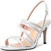 Castamere Donna Medio Tacco Heel Aperte sulla Punta Slingback Sandali Cinturino alla Caviglia Sexy da Matrimonio Feste 8.5 CM Heels Bianco Verniciata 40 EU