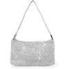 ANGELO Pochette da Donna Glitterata, Borsa a Mano e Spalla con Strass, Clutch Brillantinata da Sera Elegante, Borsa Glitter con Zip per Feste, Matrimoni, Eventi, Cerimonie, 28x6x14cm (Argento)