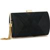 ZOUIQSS Pochette Donna,Pochette da sera Borsa da sera con frange,Borsa a tracolla Pochette da cerimonia nuziale Elegante Clutch con a catena(Nero)