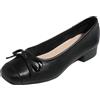 Generic Ballerine con Punta Quadrata E Fiocco 3cm Tacco A Blocco Tomaia PU Suola Antiscivolo Fodera Traspirante Disponibili in Diversi Colori
