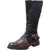 DJFOG Stivali Alti al Ginocchio da Uomo, Scarpa Medievale in Pelle Stivali da Equitazione retrò gotici con Fibbia in Metallo Scarpe da Cavaliere Guerriero Multi Taglia