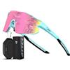 ATTCL Occhiali da sole da baseball per bambini e ragazzi: occhiali da sole leggeri con protezione UV400 per ragazzi e ragazze, occhiali da ciclismo occhiali da bici XQ548, Montatura blu, lenti rosa (a