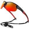 Bircenpro Occhiali da sole sportivi polarizzati per uomo: TR90 UV400, occhiali da ciclismo, leggeri, per corsa, pesca, golf, B-black Montatura Lenti Arancione, Taglia unica