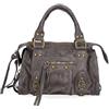 Gave Lux Borsa Donna Vera Pelle Scamosciata 25cm, Prodotto Artigianale Made in Italy, Con Manico, a Spalla o a Tracolla, GLX220609123FBG-042_GRIGIO_SCURO
