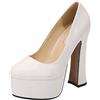 MUYEY Tacchi Alti da Donna, 14 CM Tacco Spesso Donna Slip on Décolleté A Spillo Scarpe con Punta Chiusa Scarpe con Plateau E Tacco Alto Taglie Forti Unisex,Bianca,43 EU