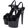 FhiHUEpr Sandali da Donna con Plateau di Altezza Estrema - Tacchi a Spillo da 17 cm - Scarpe da Festa Sexy Scintillanti per Matrimonio, Serata in Discoteca, Festa Serale,Nero,37 EU
