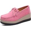 SRUQ Mocassini Donna Loafers in Pelle Nappa Scarpe con Plateau Comode con Zeppa per Camminare alla Guida (Rosa, Numeric_37)