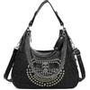 ZOVYRON Y2K - Borsa a tracolla da donna, stile punk, stile gotico, grande capacità, con teschio e rivetti, per lavoro, shopping e uso quotidiano