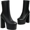 KUHAOFEU Stivaletti da Donna Tacco Alto Zip Punta Rotonda Polacchine con Plateau,Nero,39 EU