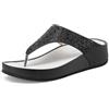 QUEEN HELENA Infradito con Strass con Zeppa Donna BZ501 (Nero, Sistema Taglie Calzature EU, Adulto, Donna, Numero, Media, 39)