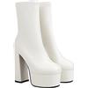 KUHAOFEU Stivaletti da Donna Tacco Alto Zip Punta Rotonda Polacchine con Plateau