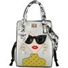 RTGGSEL Novità Unico 3D Lady Face PU Pelle Top Handle Satchel Borse per le Donne Funky Tote Borsa Hobo Crossbody Borse a Tracolla, Sciarpa Argento, Large, Novità