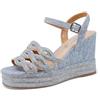 QUEEN HELENA Zeppe con Strass Sandali Alti con Cinturino Donna ZM9915 (Blu, Sistema Taglie Calzature EU, Adulto, Donna, Numero, Media, 38)