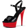 denova's Sandalo a spillo da donna in vernice da 15,2 cm con plateau e plateau, Nero e rosso 4, 36 EU