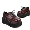 ENWIND Scarpe da Sera Formali da Donna con Lacci da Donna Scarpe Oxford con Plateau Scarpe in Pelle di Pu con Tacco A Zeppa Y Punta Tonda,Rosso,34 EU