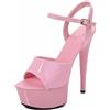 MUYEY 15 CM / 5.9IN Unisex Tacchi A Spillo Donna con Cinturino alla Caviglia Tacchi Alti Sandali con Plateau Scarpe da Festa Décolleté A Spillo Aperti,Rosa,37 EU