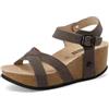 QUEEN HELENA Zeppe a Fascia Incrociata con Cinturino Donna X32-211 (Marrone, Sistema Taglie Calzature EU, Adulto, Donna, Numero, Media, 37)