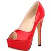 QIANKUN Sexy Open Toe Piattaforma Donne Tacchi Alti Super Alta Vernice Scarpe Tacchi Alti Rosso Scarpe Da Sposa Stiletti