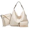 Pahajim Borsa Tracolla Donna Grande PU Pelle Tote Bag Borse Donna 3 Pezzi Set Borsa a Mano Elegante per Lavoro,Shopping e i viaggi(Bianca)