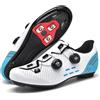 JiuQing Scarpe da Ciclismo da Uomo Compatibili con Le Tacchette Peloton SPD Delta per Bici da Strada per Interni Ed Esterni,Blu,43 EU