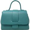 Chicca Borse Borsa a Mano Elegante con Tracolla da Donna in Pelle (Verde Acqua)