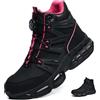 PAQOZKC Stivali con punta in acciaio da uomo e donna, stivali di sicurezza con cuscino d'aria, stivali leggeri da lavoro con supporto alla caviglia, scarpe da ginnastica di sicurezza con lacci, rosa