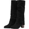 Generico Stivali Gamba Larga 50 Cm Stivali Donna Stivali al polpaccio medio da donna Stivali invernali natalizia per donna con tacco largo al polpaccio Scarpe da Dottor Donna Platform (Black, 39)