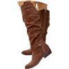 shownicer Stivali Alti Donna Stivaletti in Pelle Scamosciata Eleganti Stivali con Punta Tonda Autunnali Invernali Comodi Stivali in Tinta Unita A Marrone Scuro 38