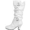 cfpqv Stivali larghi da donna con tacco a spillo, in pelle, a gambo lungo, a mezza altezza, leggeri, invernali, caldi, eleganti, per attività all'aria aperta, bianco, 38 EU