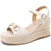 QUEEN HELENA Zeppe Donna Sandali Casual con Plateau ZM9935 (Beige, Sistema Taglie Calzature EU, Adulto, Donna, Numero, Media, 41)