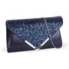 Zercart Pochette da donna con paillettes, borsa a tracolla con tracolla a catena, elegante borsetta scintillante da sera, da sposa, ballo di fine anno, festa, borsa da matrimonio, Blu, 9.84 inches x